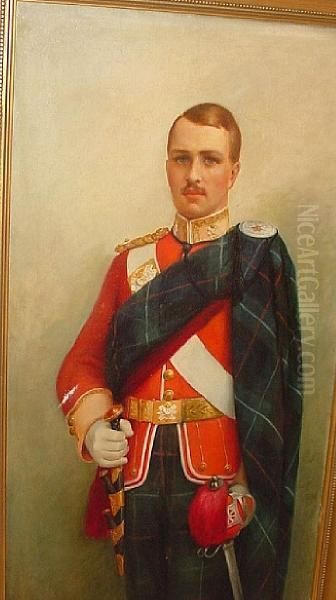 Portrait Of An Officer Of A Highlandregiment Oil Painting by Delapoer Downing