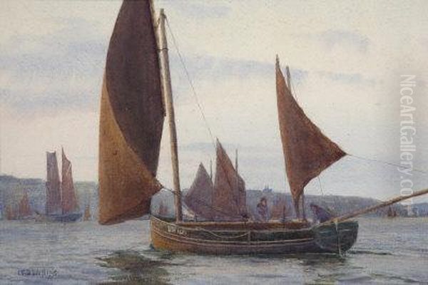 Fishing Boats. Oil Painting by John E. Downing