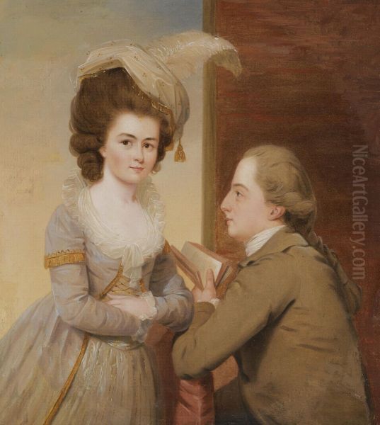 Portrait Of A Lady And A Seated Gentleman Oil Painting by John Downman