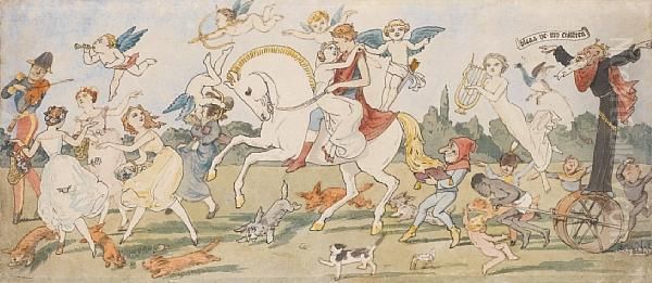 Bless Ye My Children, A Fairy Procession Oil Painting by Charles Altamont Doyle