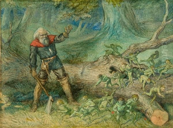 The Woodman And The Elves Oil Painting by Richard Doyle