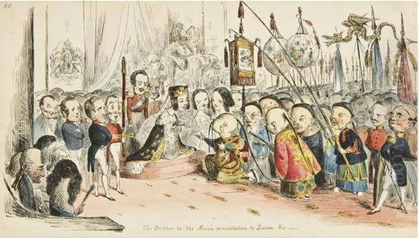 The Brother To The Moon's Visit To The Court Of Queen 
Vic Oil Painting by Richard Doyle