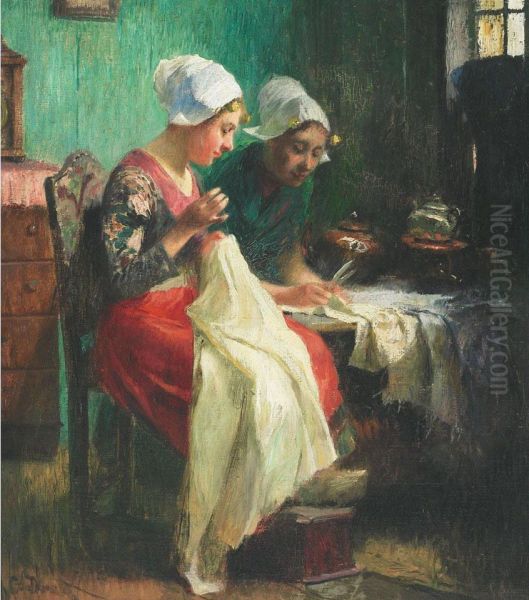 Dutch Seamstresses Oil Painting by Henry James Johnstone