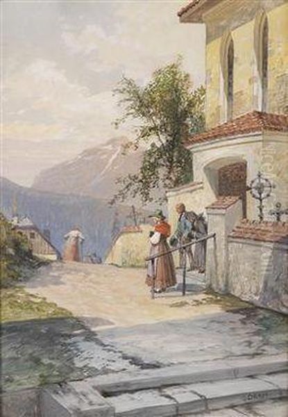 Going To Churchin Hallstadt Oil Painting by George Drah