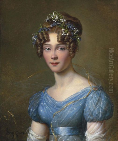 Portrait Of Amelie Du Bois Oil Painting by Alexandre-Jean Dubois Drahonet