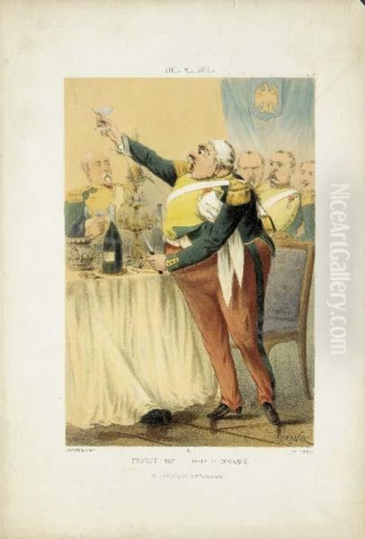 Types Militaires: Eight Plates, And Artillerie Piemontaise Oil Painting by Jules Renard Draner