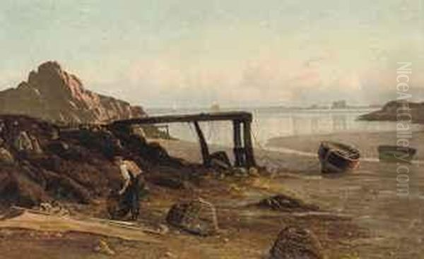 Havre De Pas - Jersey Fishermen With Their Lobster Pots Oil Painting by Charles F. Draper