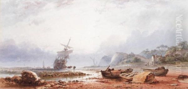 Unloading A Beached Vessel Oil Painting by Charles F. Draper