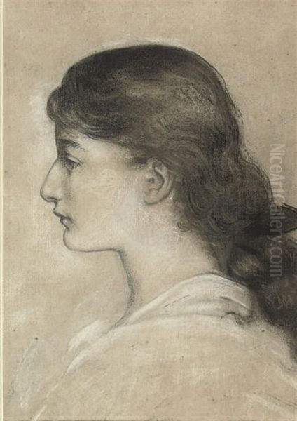 Head Of A Girl In Profile Oil Painting by Herbert James Draper