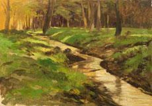 Waldbach Oil Painting by Christoffer Drathmann