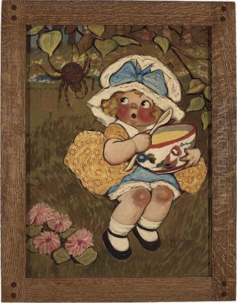 Little Miss Muffet. Oil Painting by Grace Gebbie Drayton