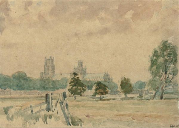 Ely Cathedral Oil Painting by Richard Eduard Dreher