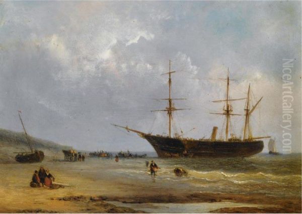 Unloading The Ship Oil Painting by Christiaan Dreibholtz