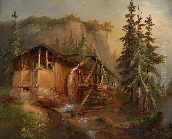 Alte Schmiedmuhle Oil Painting by Adolf Dressler