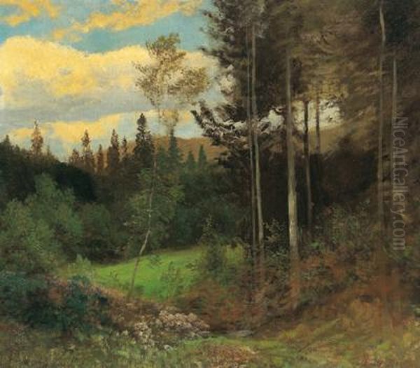 On The Edge Of The Forest Oil Painting by Adolf Dressler