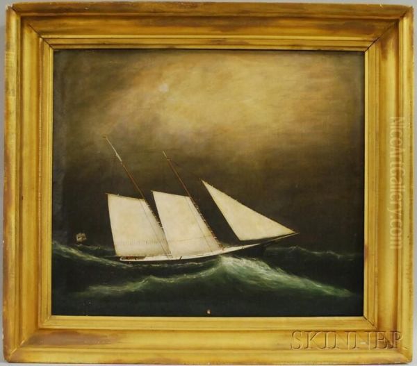 Schooner In A Storm Oil Painting by Clement Drew