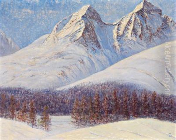 Winter Im Engadin Oil Painting by Johann Georg Dreydorff