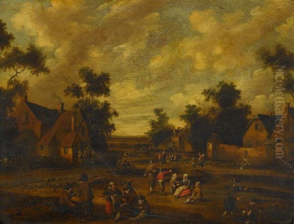 A Village Kermesse Oil Painting by Cornelius Droochsloot