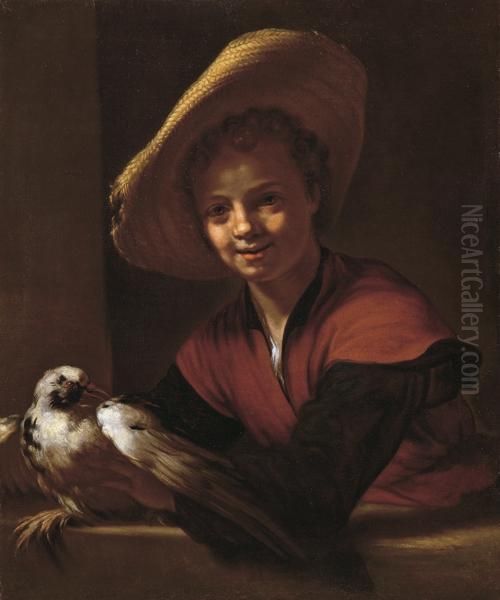 Fanciullo Con Colomba Oil Painting by Willem Drost