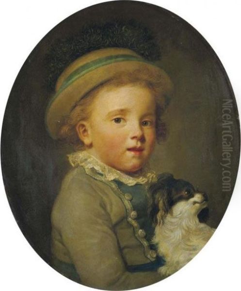 L'enfant Au Petit Chien Oil Painting by Francois-Hubert Drouais