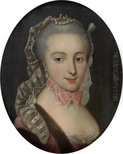 Portrait De Femme En Diane Oil Painting by Francois-Hubert Drouais