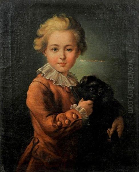 Portrait Of A Young Boy And Dog Oil Painting by Francois-Hubert Drouais