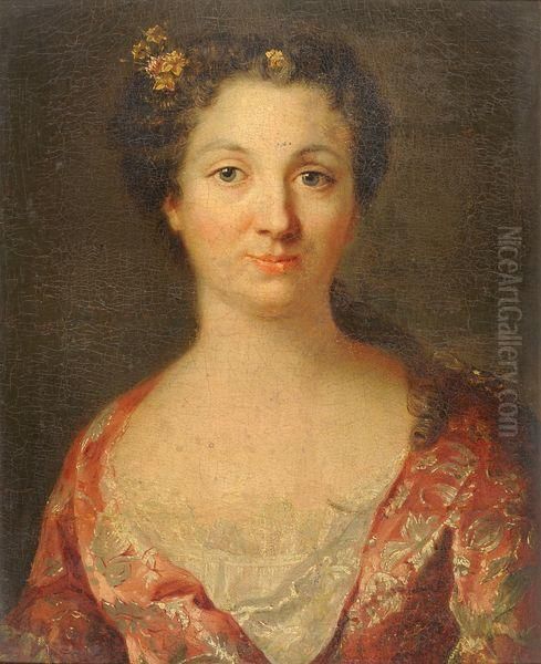 Portrait Presume De Madame De Blignieres De Passy En Foret Oil Painting by Hubert Drouais