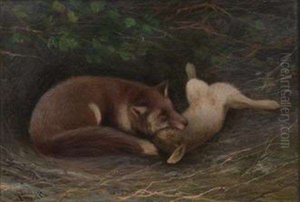 Rev Med Hare Oil Painting by Mauritz Drougge