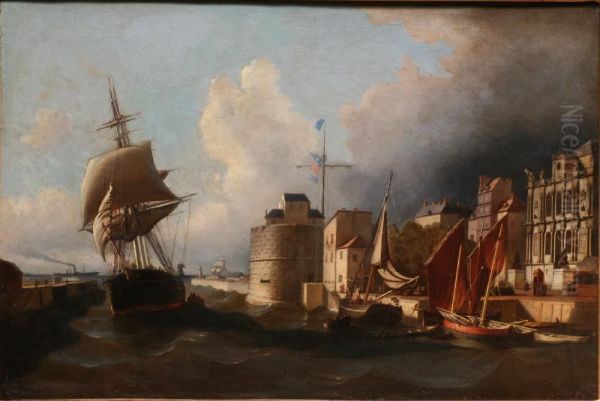 L'entree Du Port Du Havre Oil Painting by J. Drouin