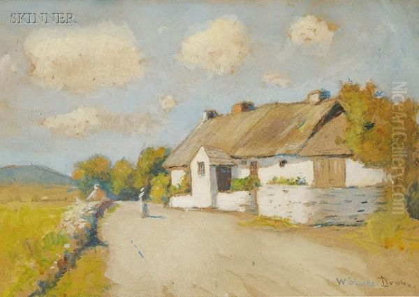 The English Cottage Oil Painting by William Staples Drown