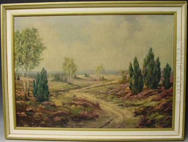 Heidelandschaft Oil Painting by Hermann Druck