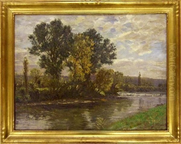 Herbstmorgen Am Neckar Oil Painting by Hermann Druck