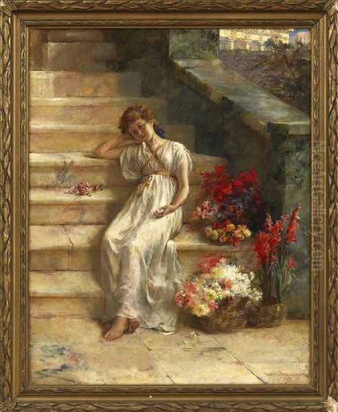 The Flower Seller Oil Painting by Arthur Drummond