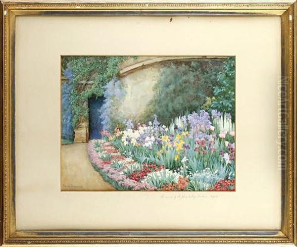 A Corner Of St John's College Garden, Oxford Oil Painting by Frances Drummond