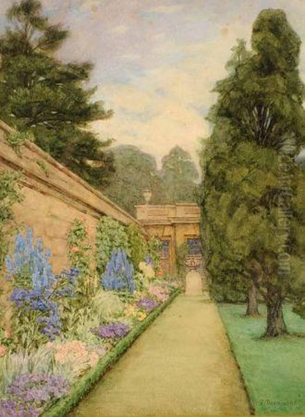 A Walled Garden In Summer Oil Painting by Frances Drummond