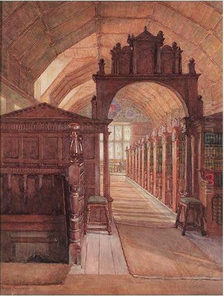 The Library, Merton College, Oxford Oil Painting by Frances Drummond