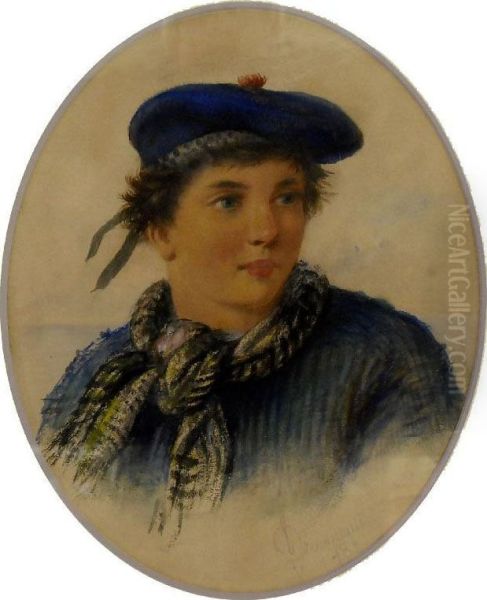 Bust Portrait Of A Scottish Fisher Boy Oil Painting by James Drummond