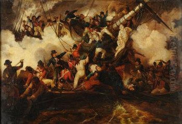 Sea Battle Oil Painting by Samuel Drummond