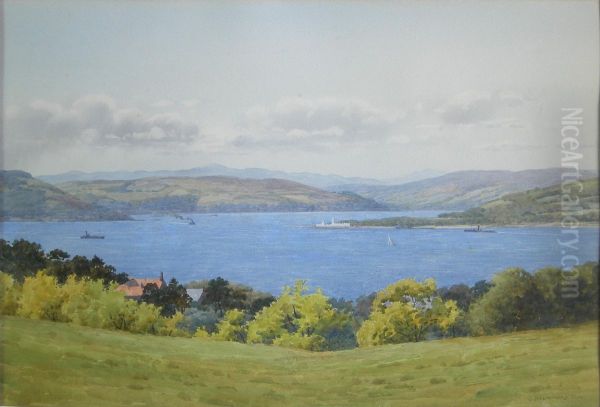 Skelmorlie Golf Course Towards The Point Oil Painting by George, Captain Drummond-Fish