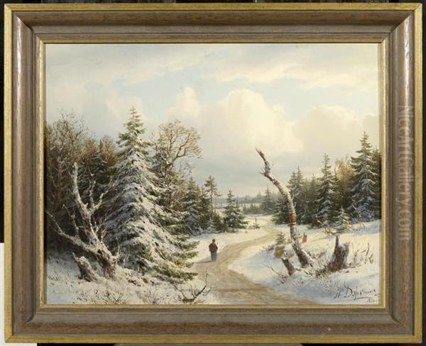 Landscape With A Forest And A Walker Oil Painting by Pawel Pawlowitsch Dshogin