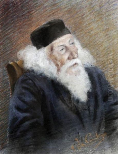 Portrait Presume D'un Juif Age Oil Painting by H Du Coudray