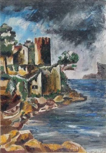 Le Chateau Au Bord De L'eau Oil Painting by Jean Du Marbore