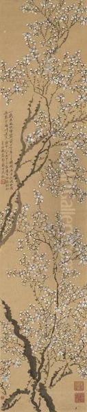 Plum Blossoms Oil Painting by Qian Du