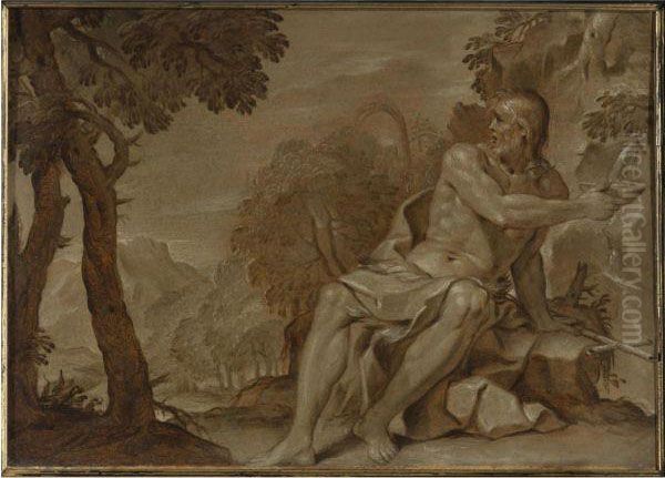 St John The Baptist In The Desert Oil Painting by Ambroise Dubois