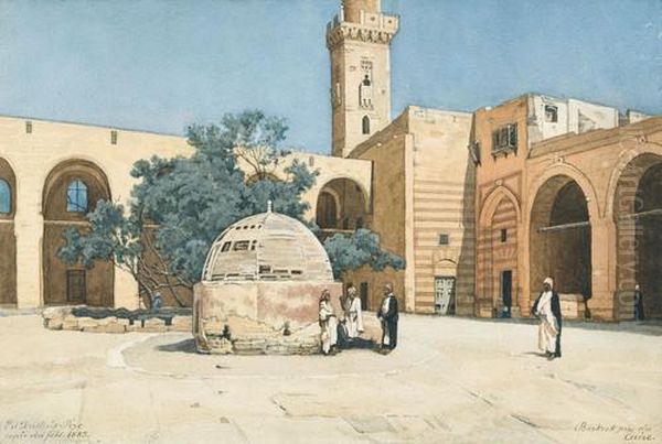 Ansicht Eines Platzes In Agypten Mit Moschee Oil Painting by Charles Edouard Dubois