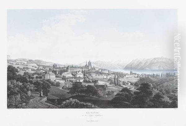 Lausanne/& Les Alpes Vaudoises Oil Painting by Jean-Baptiste Dubois