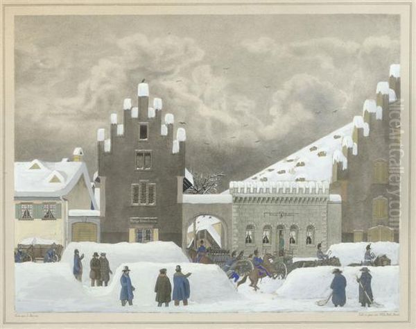 Der Grosse Schnee Im Monat Februar Oil Painting by Louis Dubois