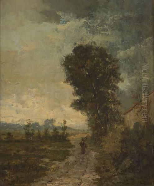 Promeneur Dans Un Chemin Arbore Oil Painting by Louis Dubois