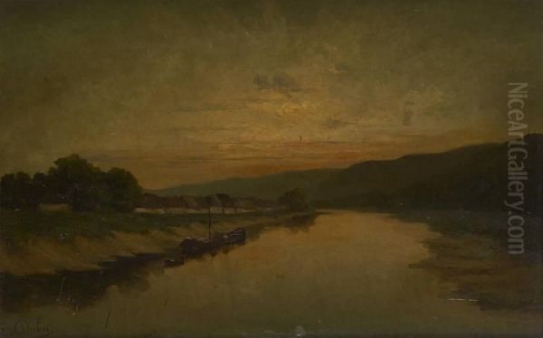 Coucher De Soleil Sur Lameuse Oil Painting by Louis Dubois