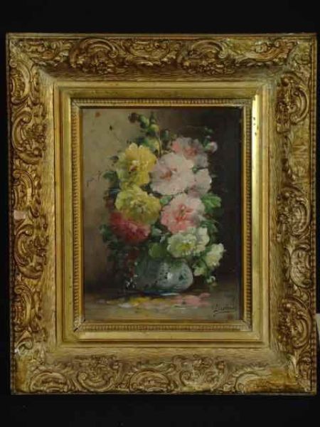 Dahlien In Der Keramikvase Oil Painting by Th. Dubois